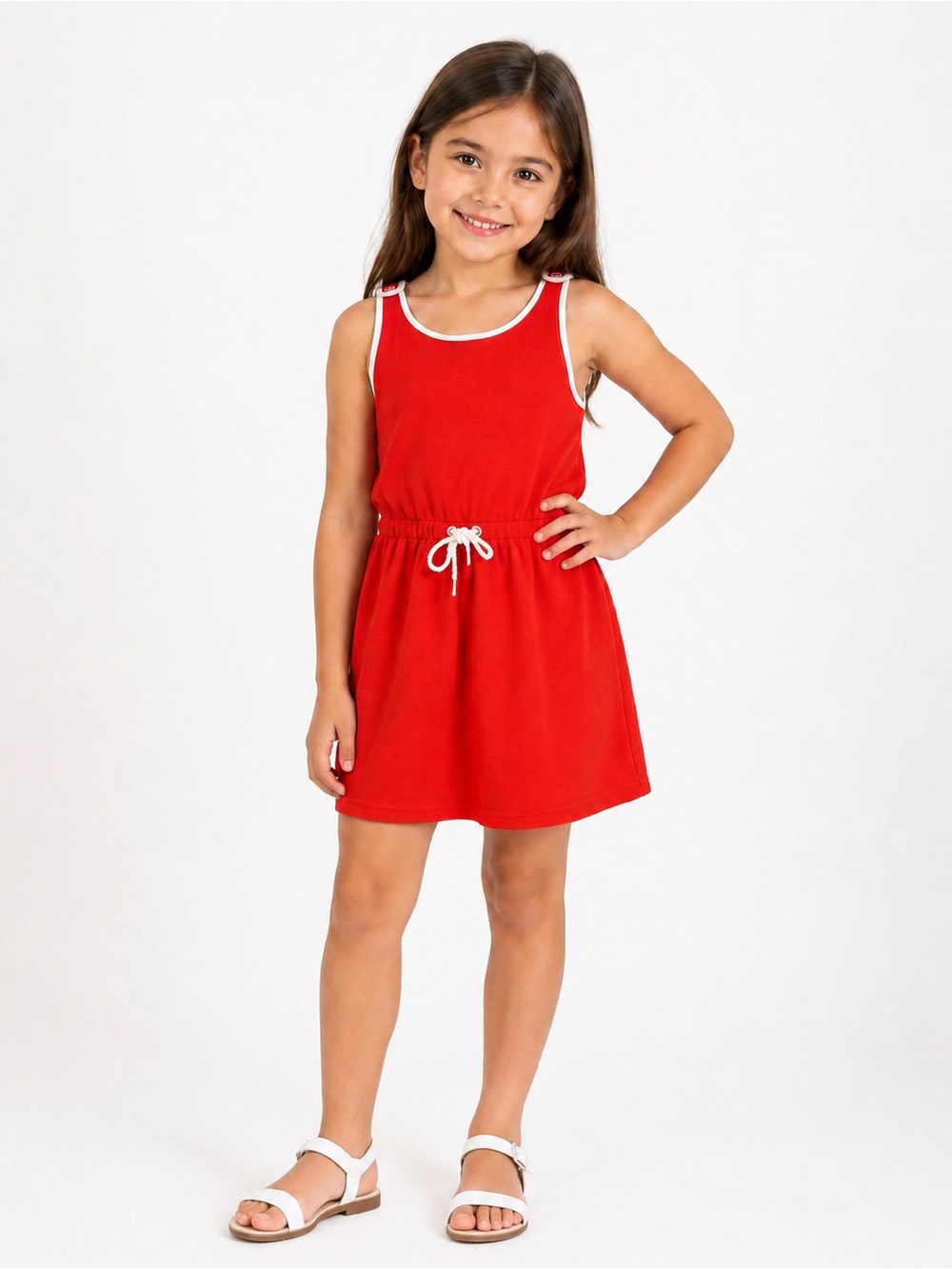 Janie and Jack NEW Orange Tank Beach cover up Dress with White Trim